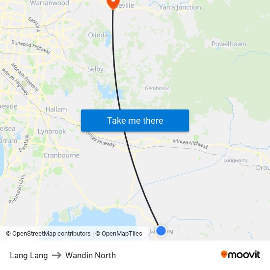 Lang Lang to Wandin North map