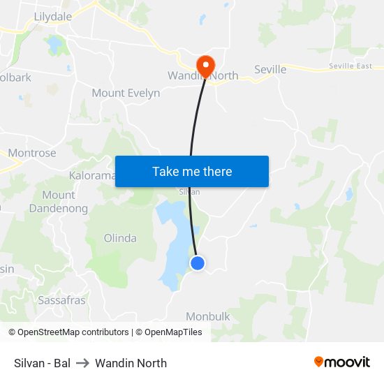 Silvan - Bal to Wandin North map