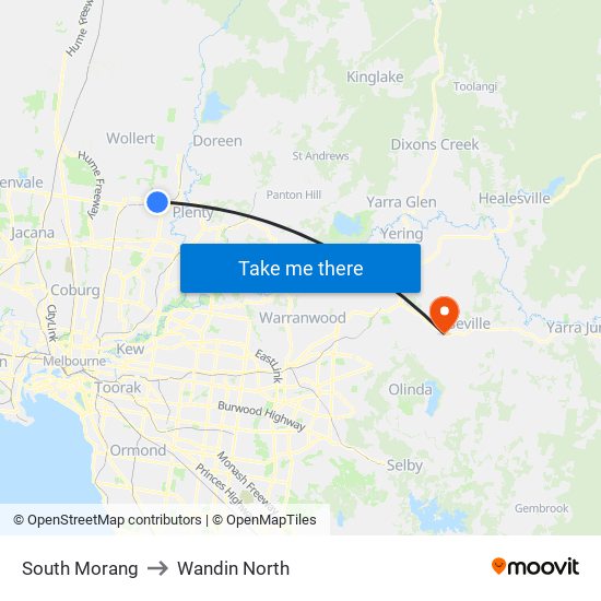 South Morang to Wandin North map