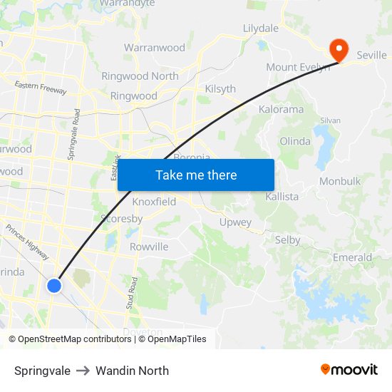 Springvale to Wandin North map