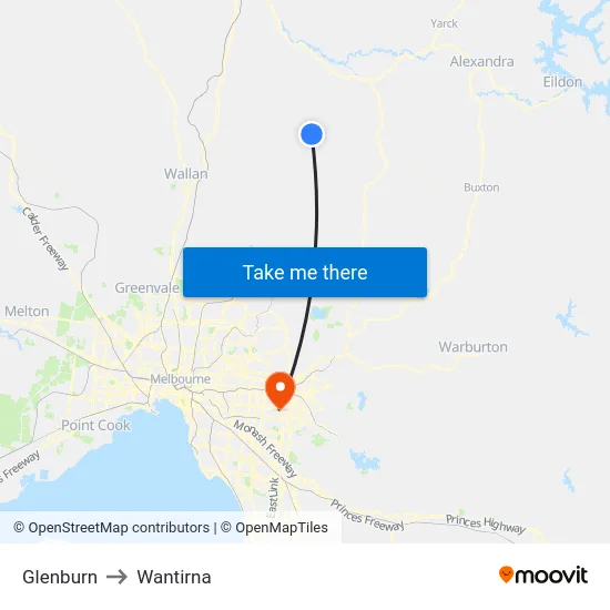 Glenburn to Wantirna map