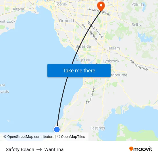 Safety Beach to Wantirna map