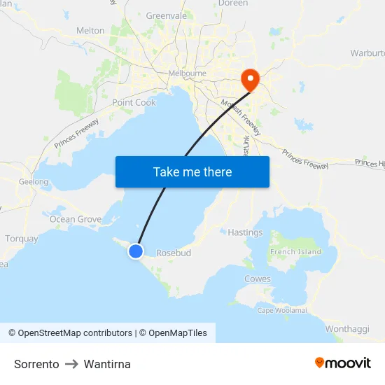 Sorrento to Wantirna map
