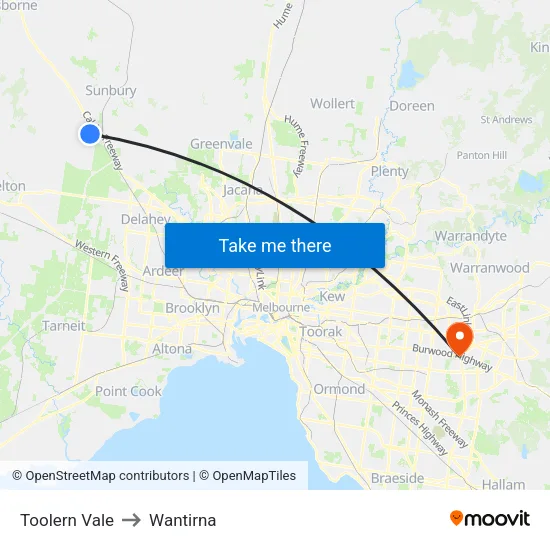 Toolern Vale to Wantirna map