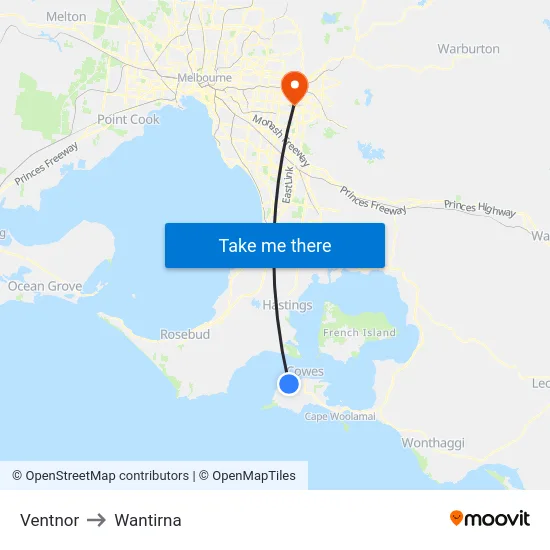 Ventnor to Wantirna map
