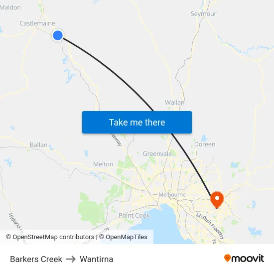 Barkers Creek to Wantirna map