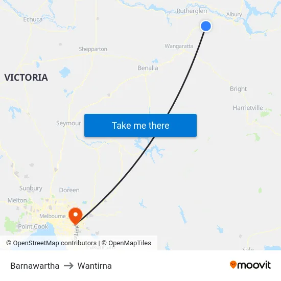 Barnawartha to Wantirna map