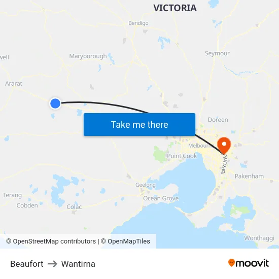 Beaufort to Wantirna map