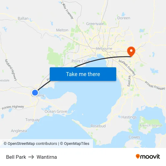 Bell Park to Wantirna map