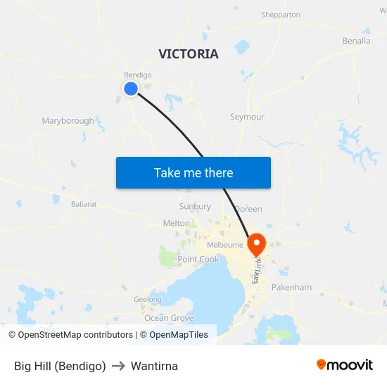 Big Hill (Bendigo) to Wantirna map