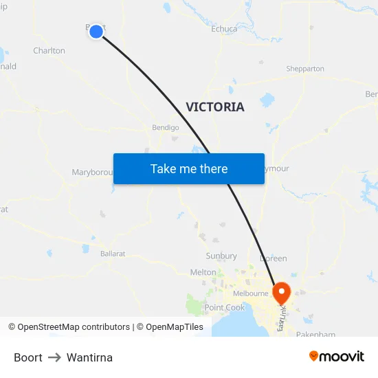 Boort to Wantirna map