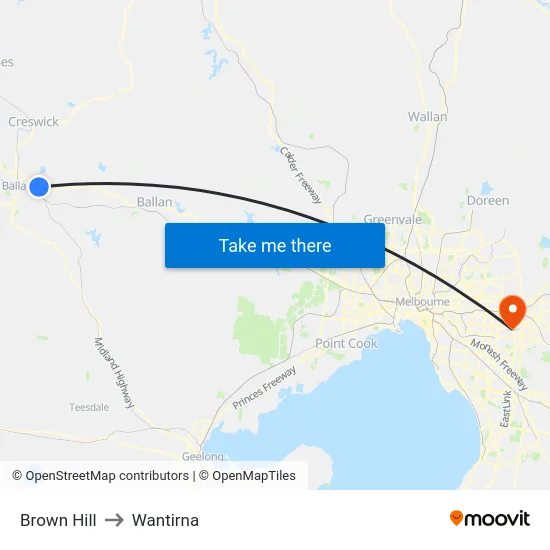 Brown Hill to Wantirna map