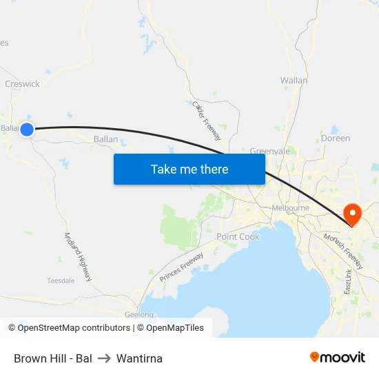 Brown Hill - Bal to Wantirna map