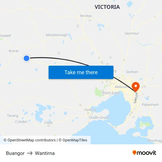 Buangor to Wantirna map
