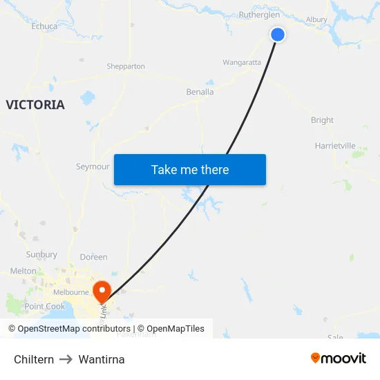 Chiltern to Wantirna map