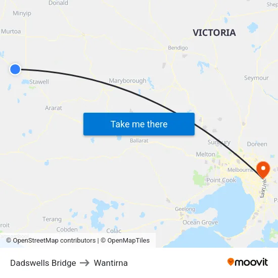 Dadswells Bridge to Wantirna map