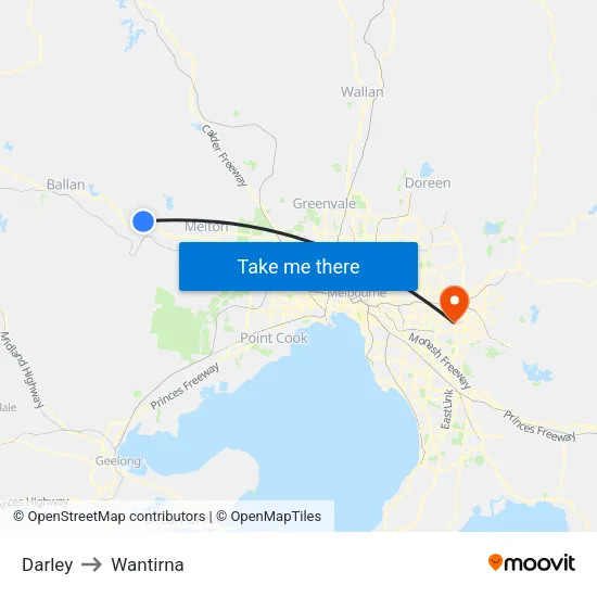 Darley to Wantirna map