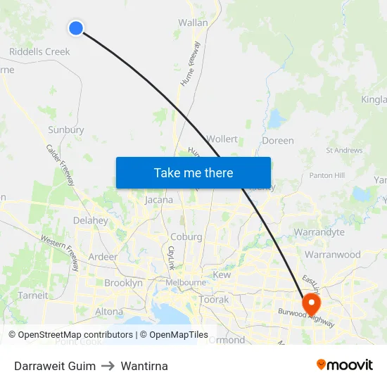Darraweit Guim to Wantirna map
