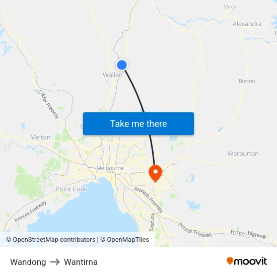 Wandong to Wantirna map