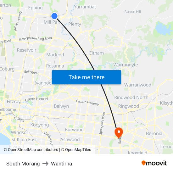 South Morang to Wantirna map