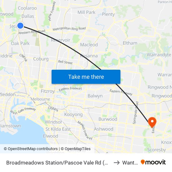 Broadmeadows Station/Pascoe Vale Rd (Broadmeadows) to Wantirna map