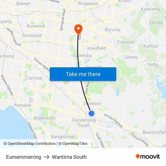 Eumemmerring to Wantirna South map