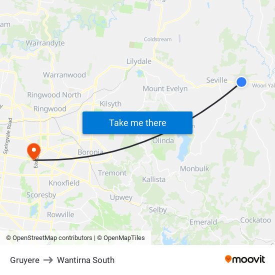 Gruyere to Wantirna South map