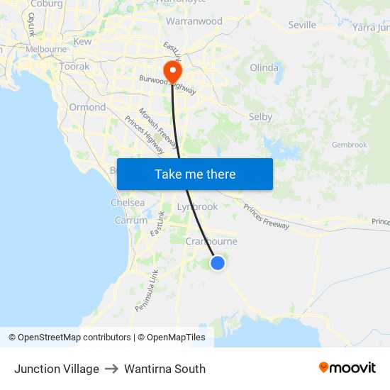 Junction Village to Wantirna South map