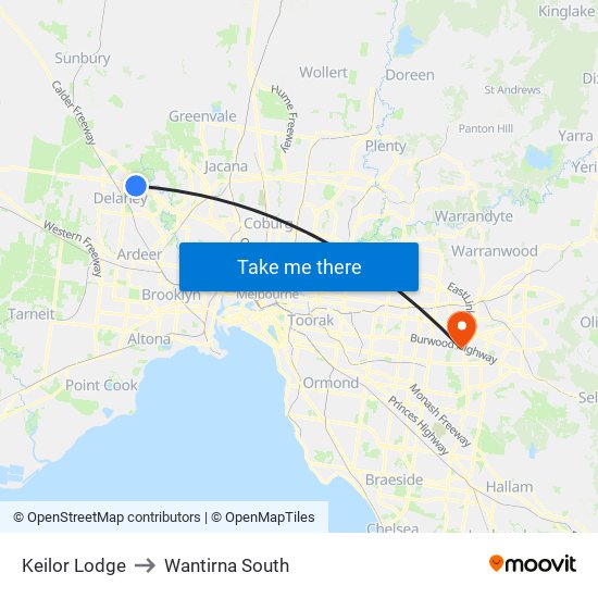 Keilor Lodge to Wantirna South map