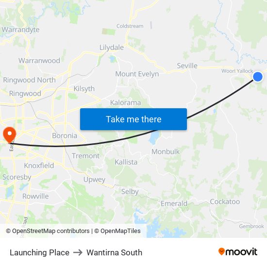 Launching Place to Wantirna South map