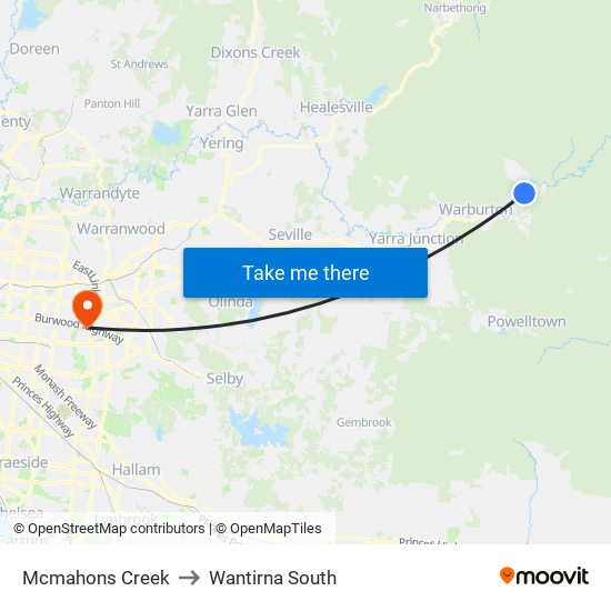 Mcmahons Creek to Wantirna South map