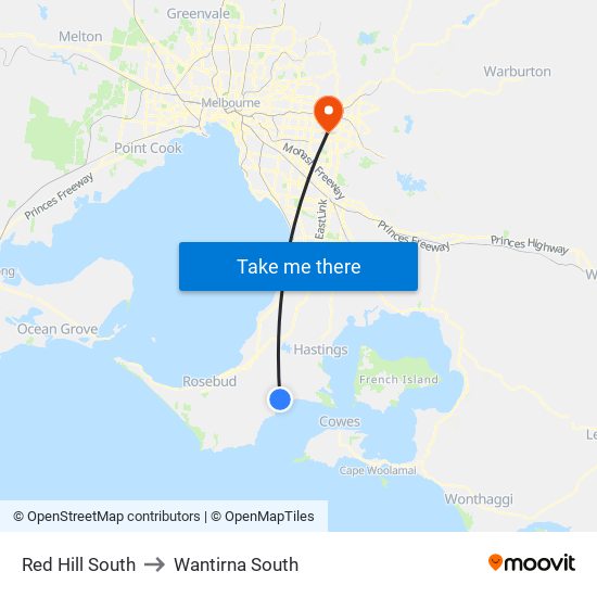 Red Hill South to Wantirna South map