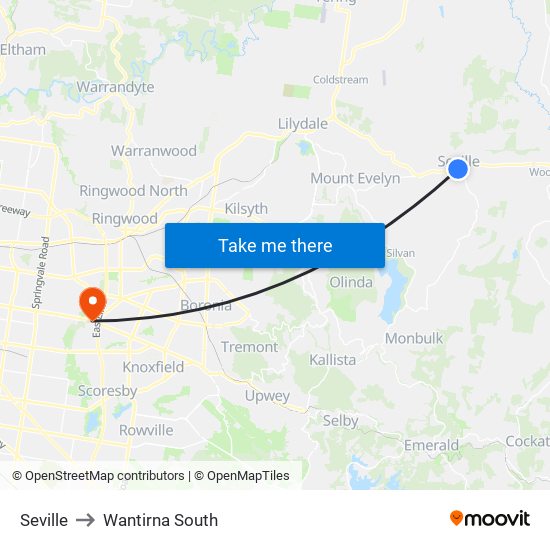Seville to Wantirna South map