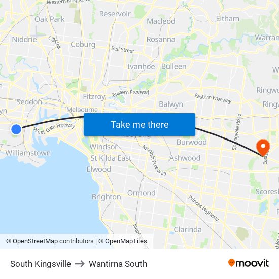 South Kingsville to Wantirna South map