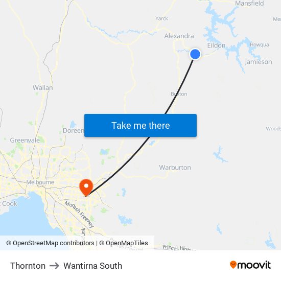 Thornton to Wantirna South map