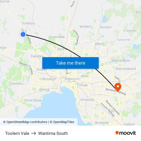 Toolern Vale to Wantirna South map