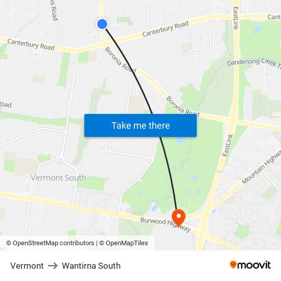 Vermont to Wantirna South map