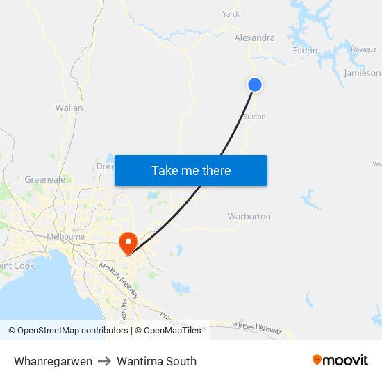 Whanregarwen to Wantirna South map