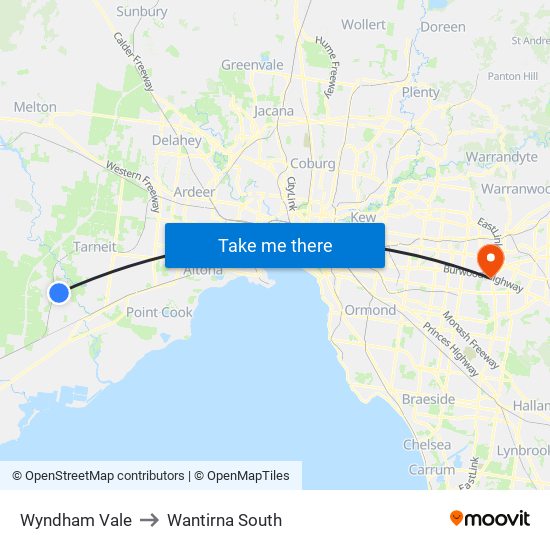 Wyndham Vale to Wantirna South map