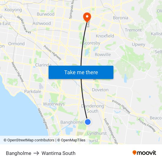 Bangholme to Wantirna South map