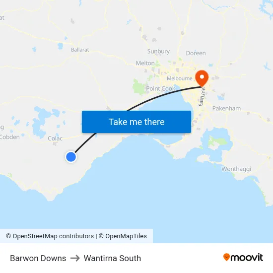 Barwon Downs to Wantirna South map
