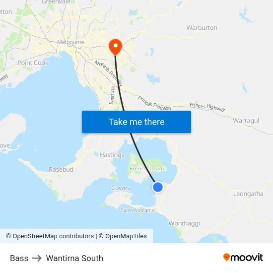 Bass to Wantirna South map
