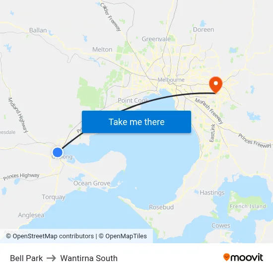 Bell Park to Wantirna South map