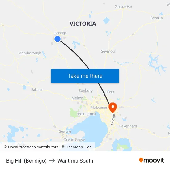 Big Hill (Bendigo) to Wantirna South map