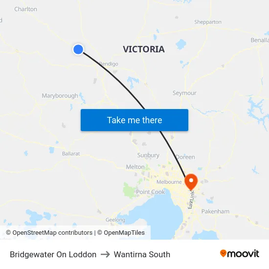 Bridgewater On Loddon to Wantirna South map
