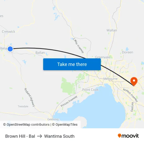 Brown Hill - Bal to Wantirna South map