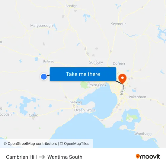 Cambrian Hill to Wantirna South map