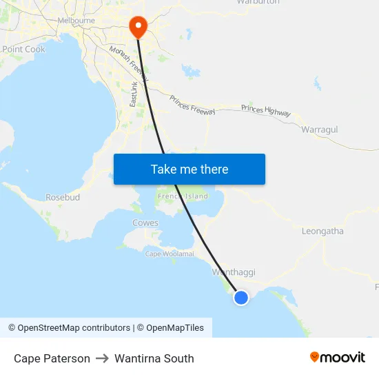 Cape Paterson to Wantirna South map