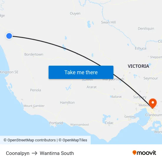 Coonalpyn to Wantirna South map