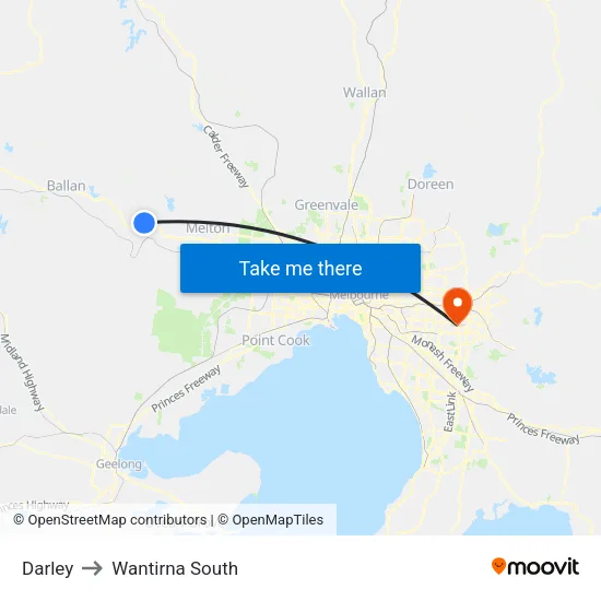 Darley to Wantirna South map